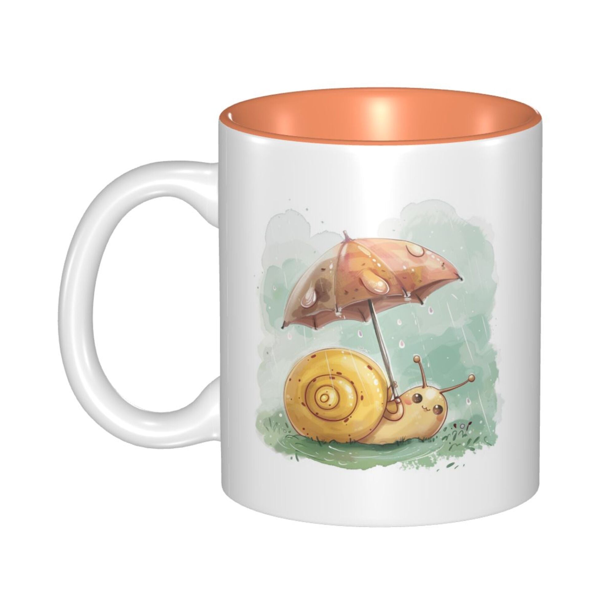 Adorable Snail in the Rain Ceramic Mug – Double Glaze, Cozy Sips (8.4cm x 9.5cm)