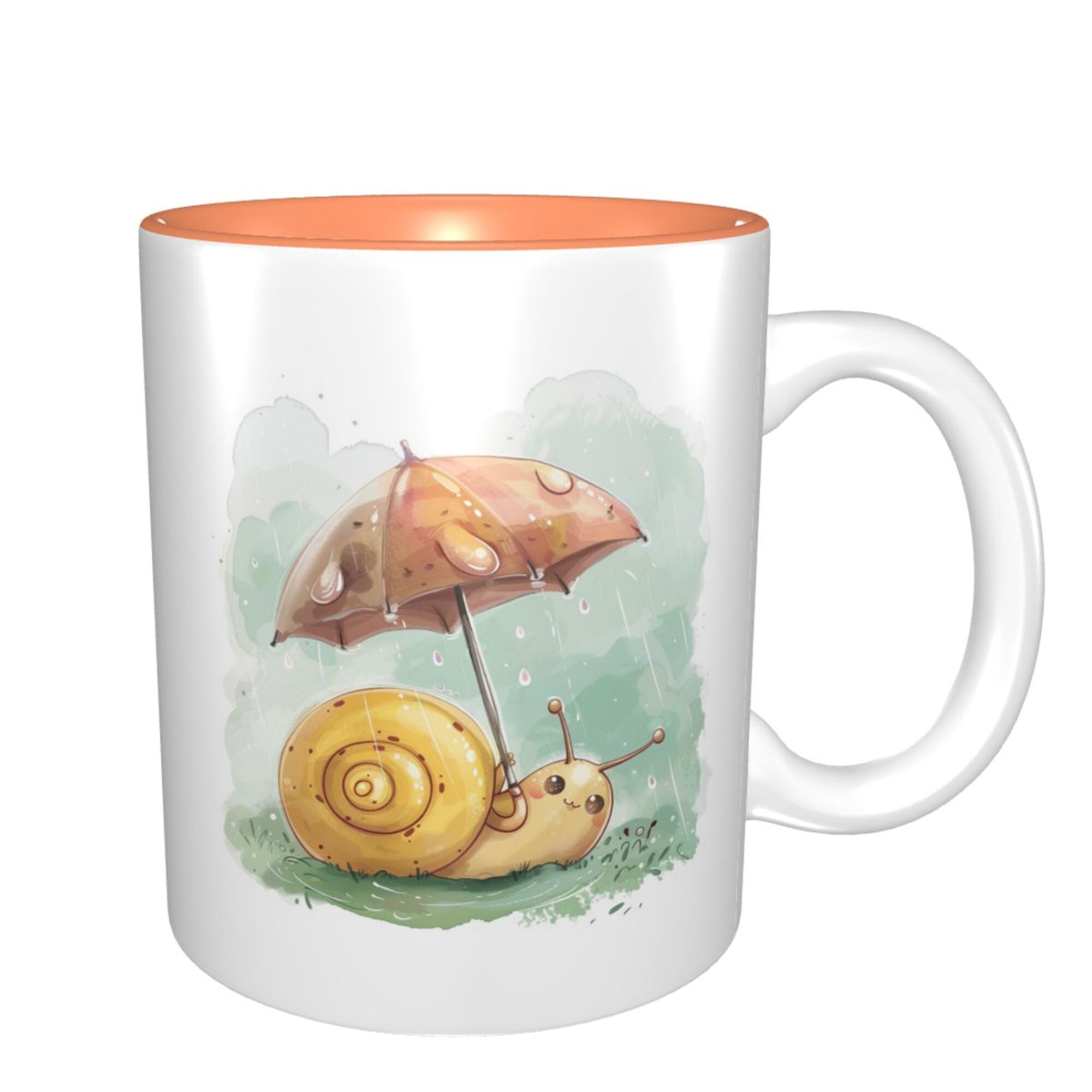 Adorable Snail in the Rain Ceramic Mug – Double Glaze, Cozy Sips (8.4cm x 9.5cm)