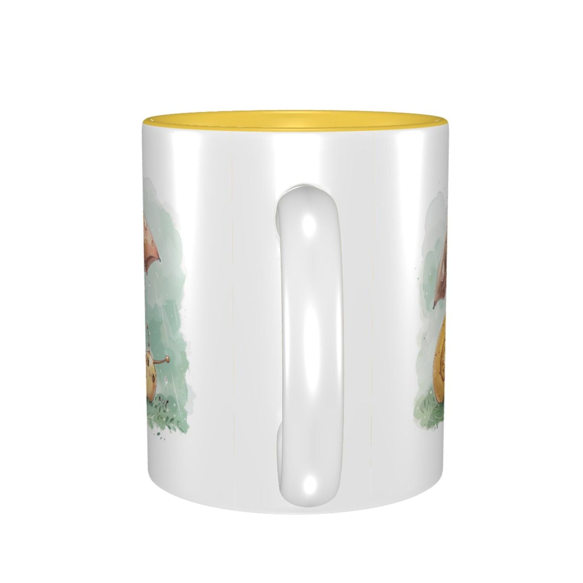 Cozy Snail Umbrella Ceramic Mug – Bright Yellow Inner Glaze for a Cheerful Start (8.4cm x 9.5cm)