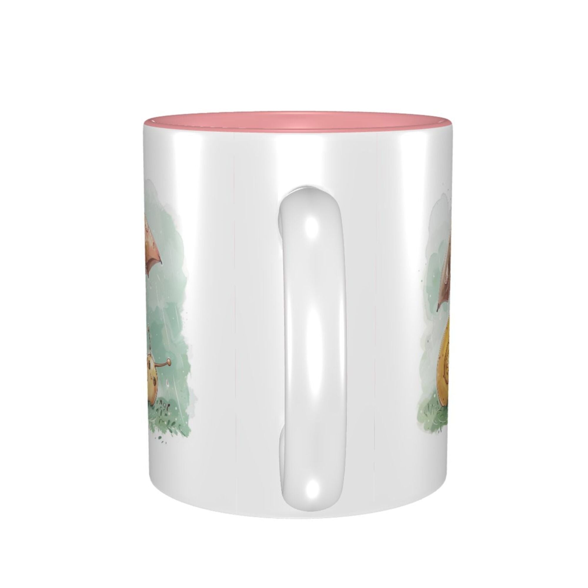 Adorable Snail in the Rain Ceramic Mug – Pink Inner Glaze, Cozy Sips (8.4cm x 9.5cm)