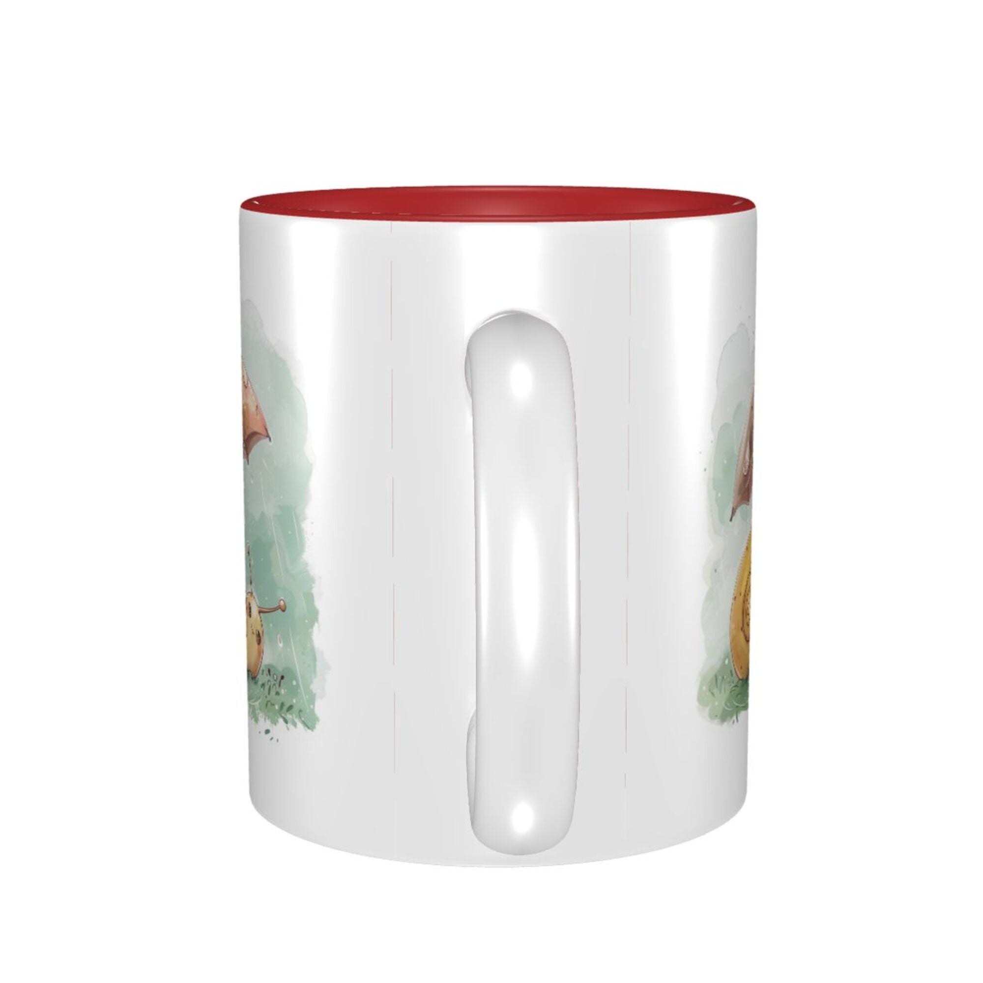 Cozy Snail Umbrella Ceramic Mug – Vibrant Red Inner Glaze, A Touch of Warmth (8.4cm x 9.5cm)