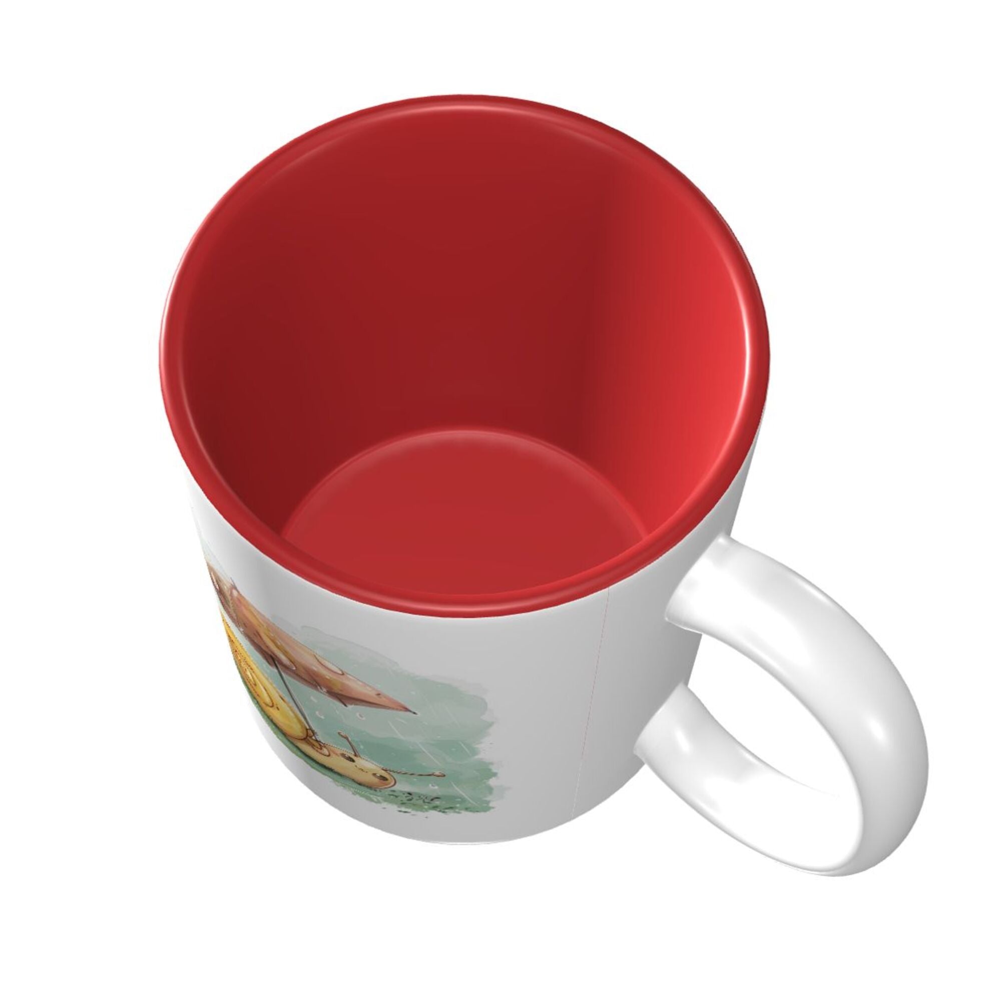 Cozy Snail Umbrella Ceramic Mug – Vibrant Red Inner Glaze, A Touch of Warmth (8.4cm x 9.5cm)