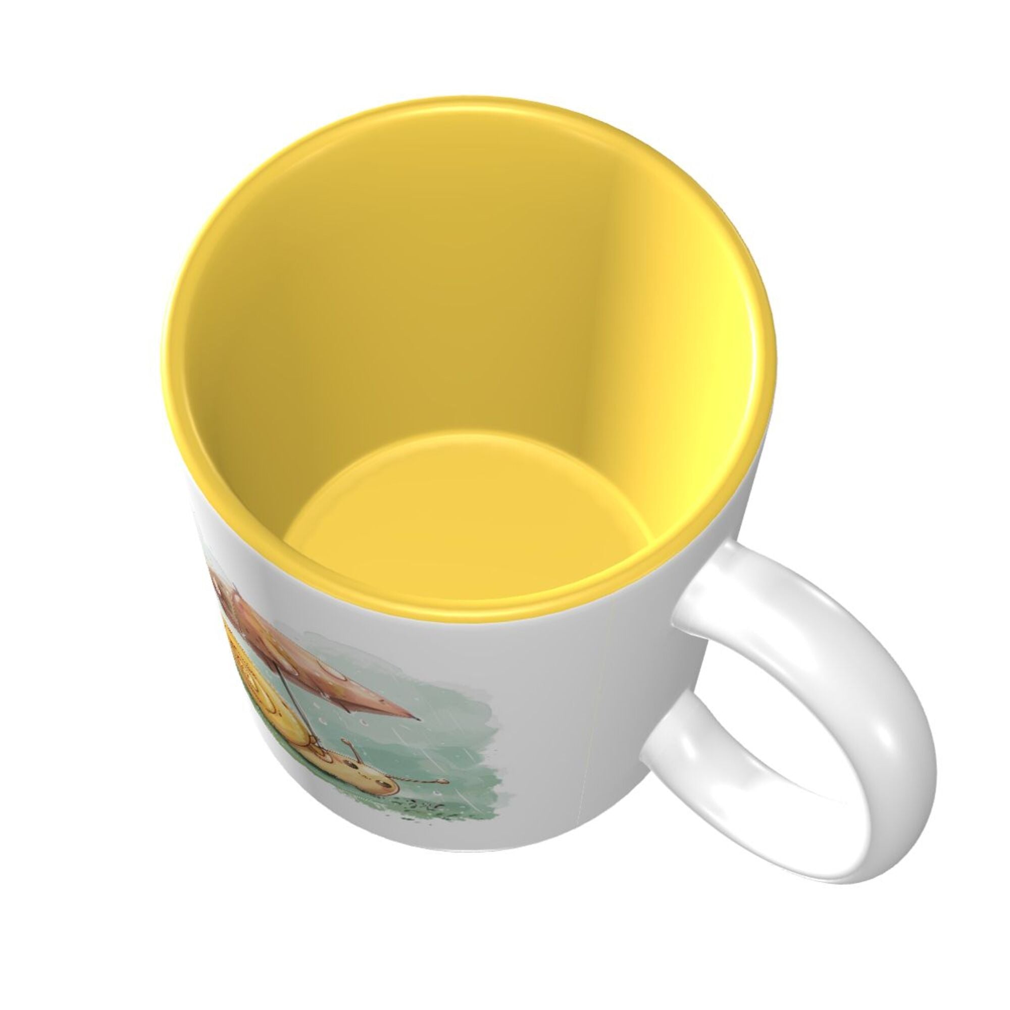 Cozy Snail Umbrella Ceramic Mug – Bright Yellow Inner Glaze for a Cheerful Start (8.4cm x 9.5cm)