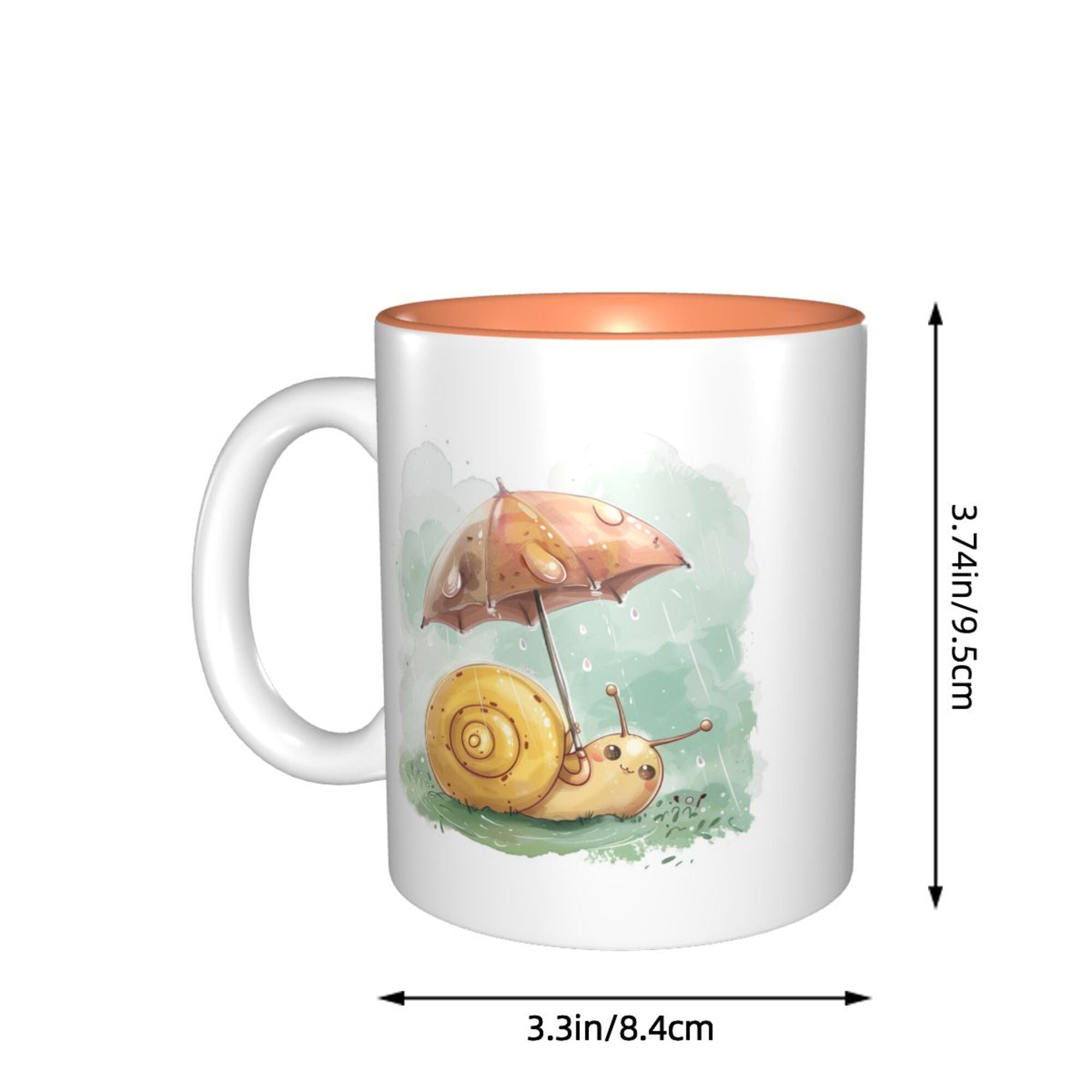 Adorable Snail in the Rain Ceramic Mug – Double Glaze, Cozy Sips (8.4cm x 9.5cm)