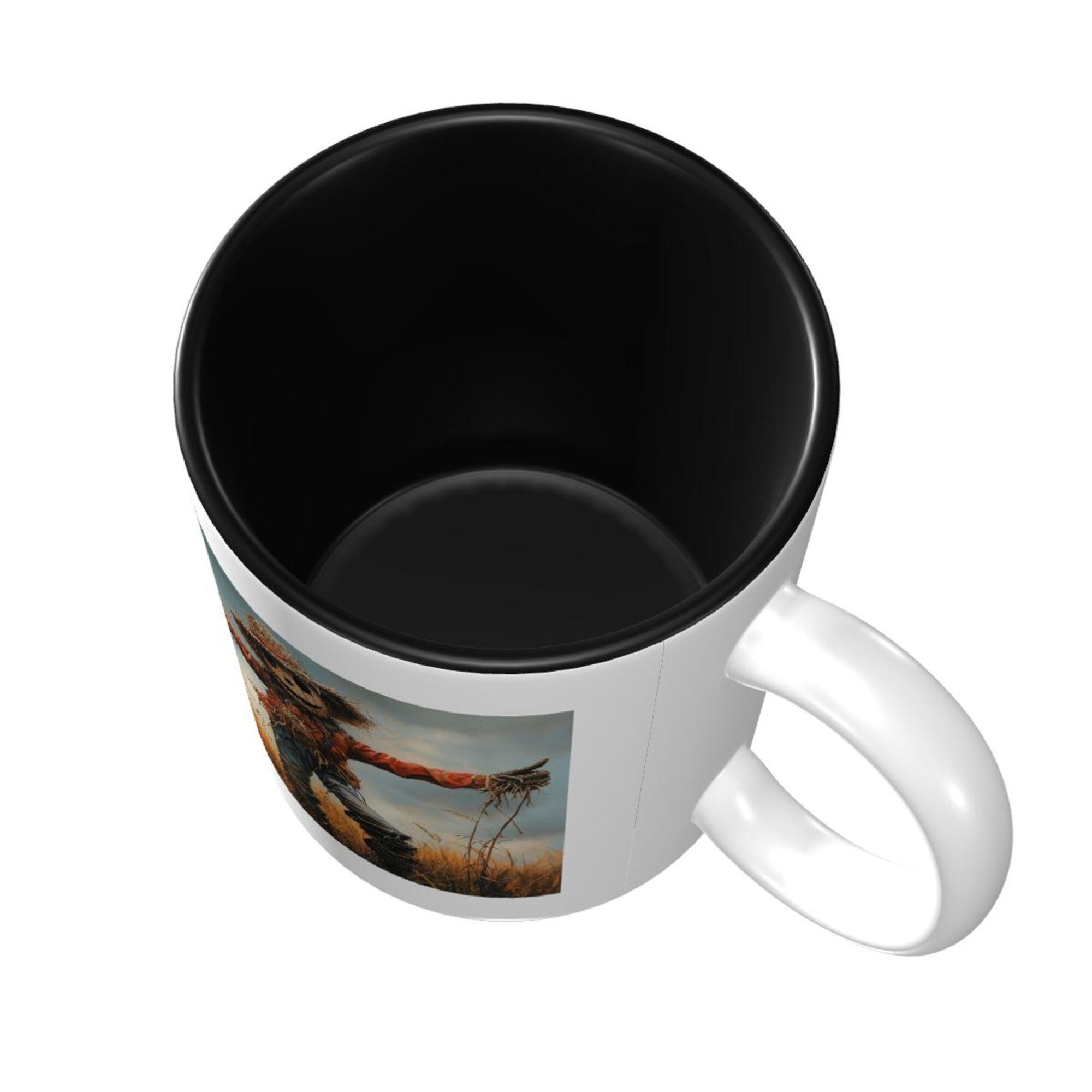 Black Inner Glaze Vintage Scarecrow Ceramic Mug | Rustic Farmhouse Style | 8.4cm x 9.5cm