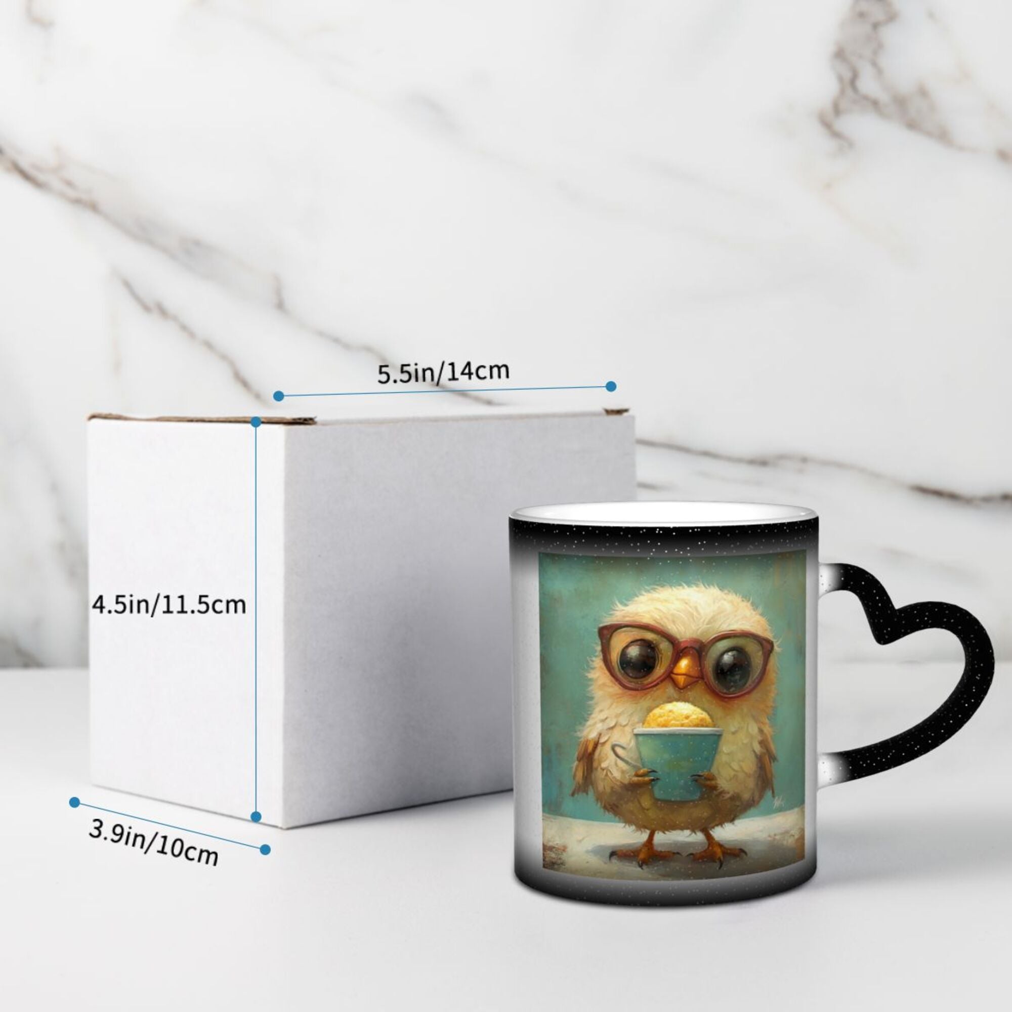 Creative Ceramic Color Changing Mug – Cute Cartoon Pet Design with Heart-Shaped Handle, Perfect for Hot & Cold Drinks