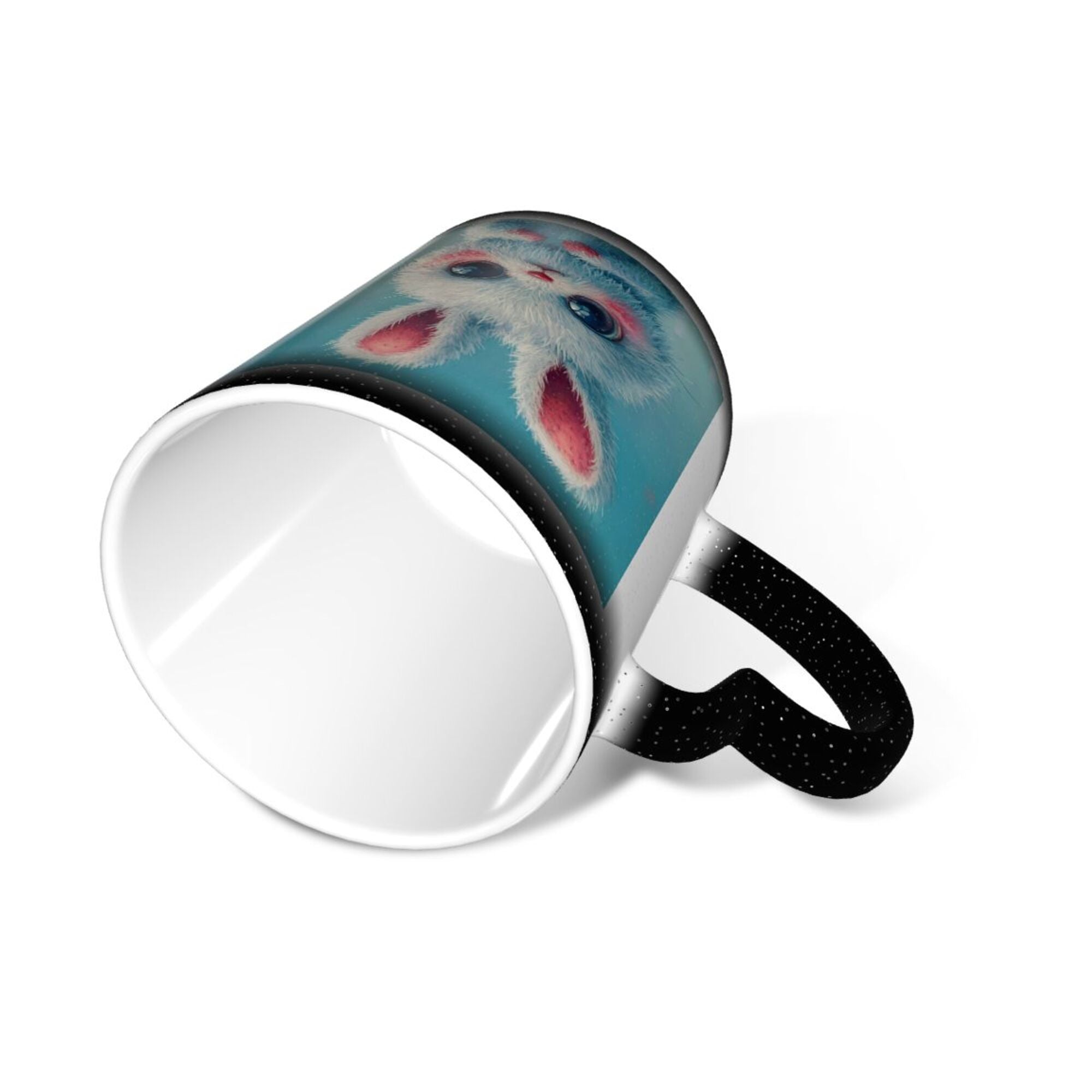 Adorable Heat-Sensitive Color-Changing Ceramic Mug – Cute Bunny Design, Heart Handle, Perfect Gift